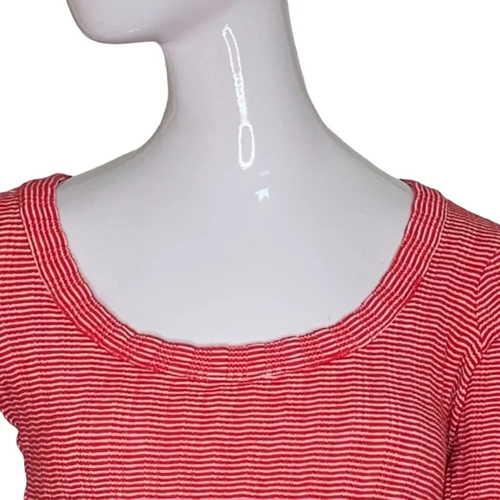 Zara Trafaluc Fine Knit Crop Top Long Sleeve Scoop Neck Red/White Size M